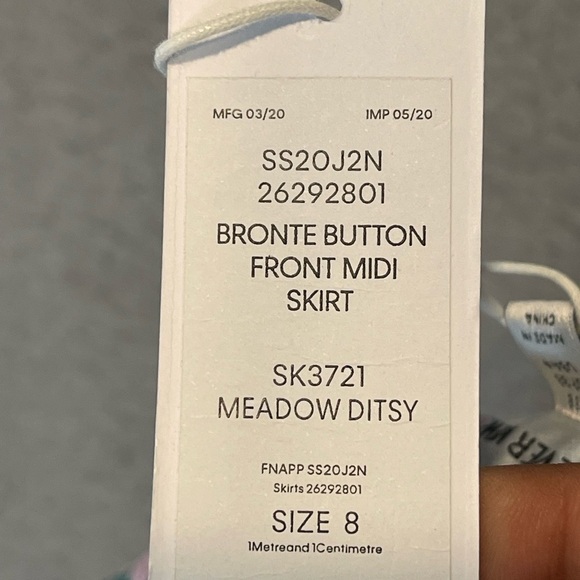 Forever new Bronte Button Front Midi Skirt meadow ditsy Size 8 - Picture 7 of 9